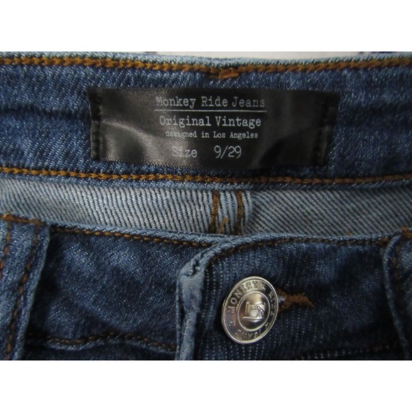 Monkey Ride Jeans Size 9/29 Blue Original Vintage Mid Skinny Distressed Denim - Picture 3 of 4